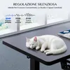 An electric standing desk with text overlay describing its quiet operation. Anteprima dell’immagine prodotto