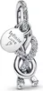 A close-up studio shot of a silver charm with cubic zirconia stones and an engraved oval tag. Anteprima dell’immagine prodotto