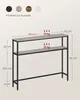 A diagram of a narrow console table with dimensions and weight capacity indicated. Produktbild-Vorschau