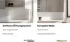 Two side-by-side images of a white bathroom cabinet with a shelf, featuring text descriptions of its features. Anteprima dell’immagine prodotto
