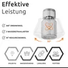 Marketing image showing a faucet aerator with its features and benefits. Produktbild-Vorschau