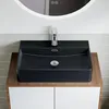 HOROW Schwarz Waschbecken Wandmontage Waschtisch Keramik Produktbild-Vorschau 6