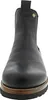 A front view of a black leather boot with a wooden sole. Voir les images du produit