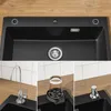 Granitspüle schwarz 70x45cm Set mit Küchenarmatur Produktbild-Vorschau 11