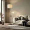 Lindby Stehlampe Aovan, nickelfarben, Ablage, USB-Anschluss Produktbild-Vorschau 2