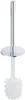 A chrome toilet brush holder with a white brush. Anteprima dell’immagine prodotto