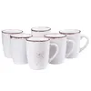 A group of white ceramic mugs with a speckled brown rim and body are arranged on a white background. Náhled obrázku produktu