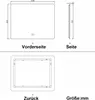 Technical drawings of a mirror with dimensions and views. Produktbild-Vorschau