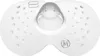 A pair of clear silicone nipple shields with ventilation holes and embossed branding. Produktbild-Vorschau