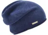 Seeberger Strickmütze-Beanie aus 100% Kaschmir mit Rollrand in blau
