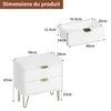 Set di 2 comodini bianchi con motivo a onde, 2 cassetti, Anteprima dell’immagine prodotto 11