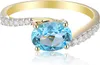 585er Gelbgold Damenring mit Blautopas 1,50ct. und Produktbild-Vorschau 3