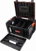 An open black tool box with red accents and an orange latch, with a removable tray in front of it. Náhled obrázku produktu