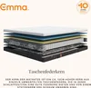 A cross-section of a mattress showing its different layers, with brand logo and marketing text. Produktbild-Vorschau