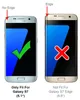 Two Samsung Galaxy phones are shown side-by-side to illustrate compatibility. One has a green checkmark and is labeled 'Only Fit For Galaxy S7 (5.1")'. The other has a red 'X' and is labeled 'Not Fit For Galaxy S7 Edge (5.5")'. Arrows point to the edges of Produktbild-Vorschau