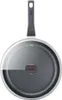 A top-down view of a Tefal frying pan with a glass lid. Voir les images du produit
