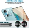 Marketing image showing a phone with a screen protector, highlighting its 2.5D round edges and comfortable grip. It also includes comparison diagrams of the product's edge versus others. Produktbild-Vorschau