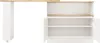 A white cabinet with wooden accents, shown from the front with its doors open. Náhled obrázku produktu