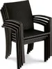 A stack of dark-colored chairs. Produktbild-Vorschau