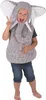 A young child wearing an elephant costume and denim shorts stands against a white background. Anteprima dell’immagine prodotto