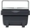 A front view of a gray and dark gray storage bin with a handle. Anteprima dell’immagine prodotto
