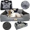 A collage of images showing a dog bed with a golden retriever puppy. Voir les images du produit