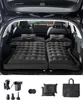 The interior of a car's trunk with an inflatable mattress set up, and a collection of accessories below. Produktbild-Vorschau