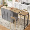A kitchen island with an extendable table and stools in a bright, modern kitchen setting. Produktbild-Vorschau