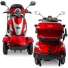 Two views of a red electric scooter are shown against a white background. Produktbild-Vorschau