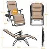 Multiple views of a beige folding lounge chair with dimensions indicated. Produktbild-Vorschau