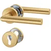 A set of gold-colored door handles and a keyhole escutcheon plate, presented against a white background. Produktbild-Vorschau