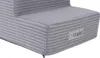 A close-up view of a gray, three-step pet stair with a textured corduroy-like fabric. Voir les images du produit