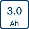 A square image with a white background and a dark blue border. The number "3.0" is displayed prominently in the center, with "Ah" below it. Voir les images du produit