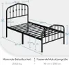 A diagram of a black metal bed frame with dimensions and specifications. Produktbild-Vorschau