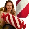 Weihnachtsdekoratives Kissen Bonbon Bordeaux Weiss 36X20 Produktbild-Vorschau 1