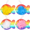 BRUBAKER 4er Set Badeschwamm Duschschwamm - Regenbogen Produktbild-Vorschau 1