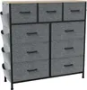 A gray fabric dresser with a wooden top and black metal frame, shown against a white background. Náhľad obrázku produktu