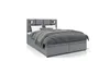 A gray upholstered bed with a headboard and bedding is shown against a white background. Produktbild-Vorschau
