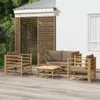 5-tlg. Garten-Lounge-Set mit Kissen Taupe Bambus Produktbild-Vorschau 2