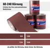 Sandpaper rolls with different grit sizes displayed, along with samples of each grit. Voir les images du produit