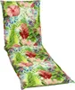 A lounge chair cushion with a tropical floral and leaf pattern. Produktbild-Vorschau
