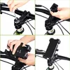 Collage of four images showing the installation of a phone holder on a bicycle handlebar. Anteprima dell’immagine prodotto