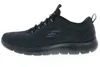 A side view of a black Skechers sneaker against a white background. Voir les images du produit