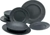 A collection of dark grey stoneware plates and bowls are arranged on a white background. Náhľad obrázku produktu