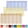 Three different colored bistro curtains are displayed on rods, with a row of color swatches below. Anteprima dell’immagine prodotto