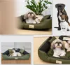 A collage of images showing dog beds with dogs in them, and two dogs sitting together. Náhled obrázku produktu