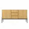A wooden sideboard with a black metal base, presented against a white background. Anteprima dell’immagine prodotto