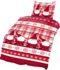 4 teilig Winter Bettwäsche 135x200 cm Kariert Wichtel rot Produktbild-Vorschau 2