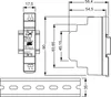 Technical drawing with dimensions of a DIN rail power supply unit. Produktbild-Vorschau