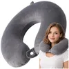 Ergonomický cestovný vankúš na krk zo zamatu, sivý Náhľad obrázku produktu 2